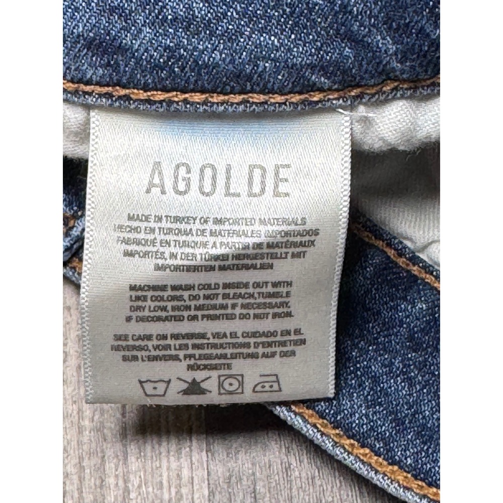 AGOLDE Womens High Rise Straight Leg Distressed Raw Hem Blue Jeans Size 25 - Picture 5 of 7